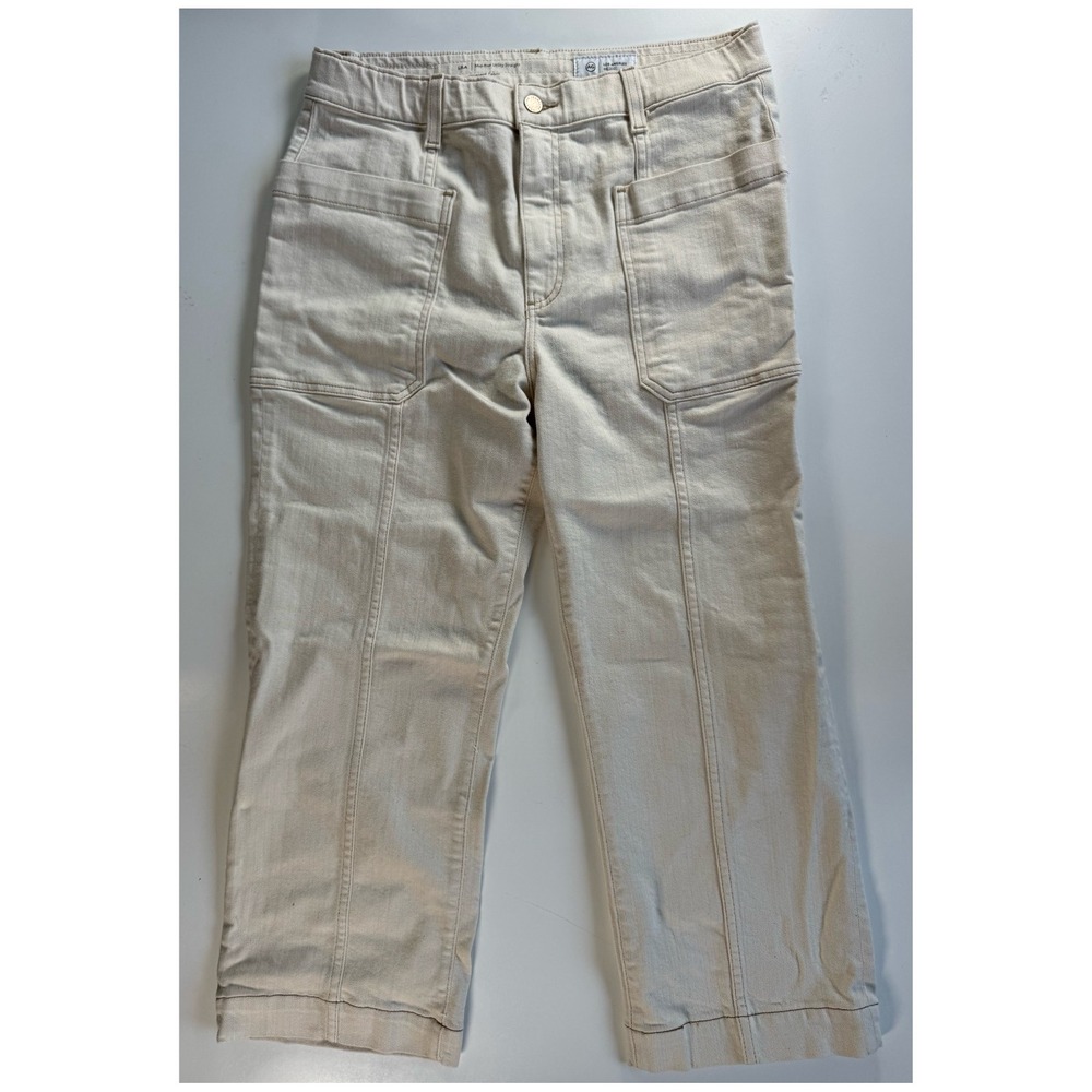 AG Adriano Goldschmied Lila Mid-Rise Utility‎ Crop Straight Jeans Womens 30 Oat